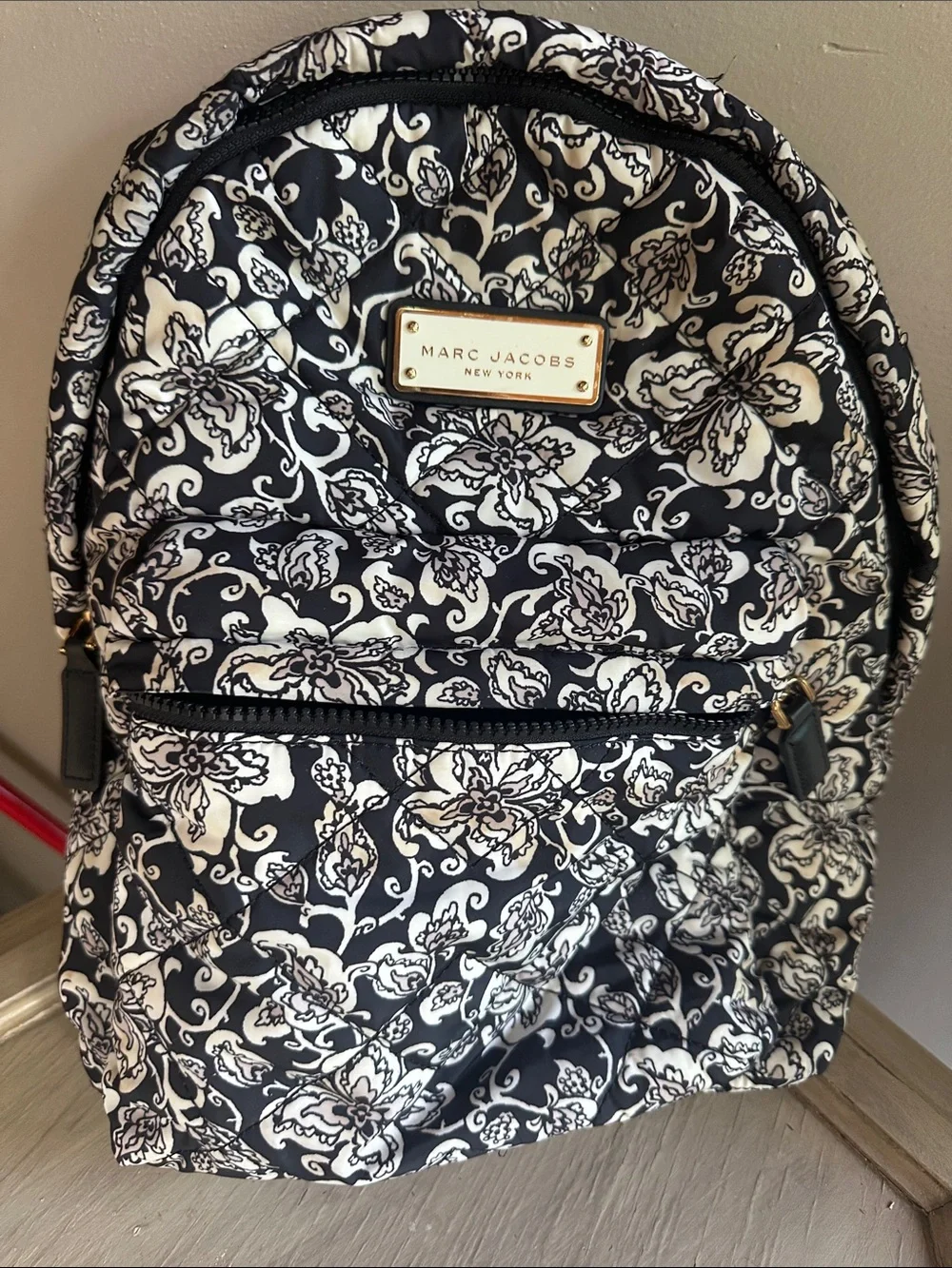 Marc Jacobs Black and White Floral Nylon Backpack MAR135085_4_enlarged.jpg main image 4